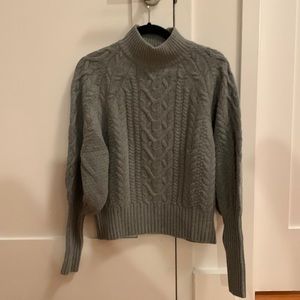 Mockneck Stitch Sweater Balloon Sleeves Shoulder Puff